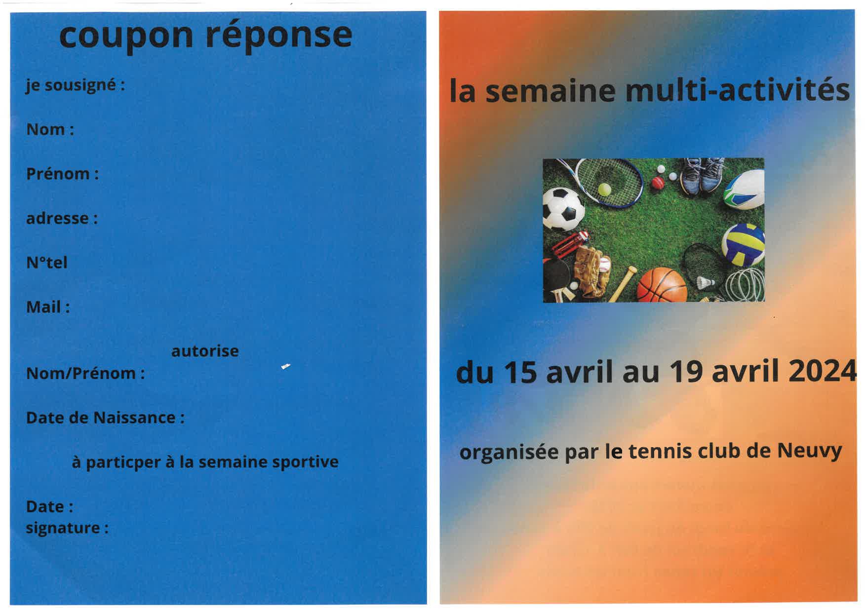 TENNIS CLUB DE NEUVY - STAGE MULTI-ACTIVITÉS