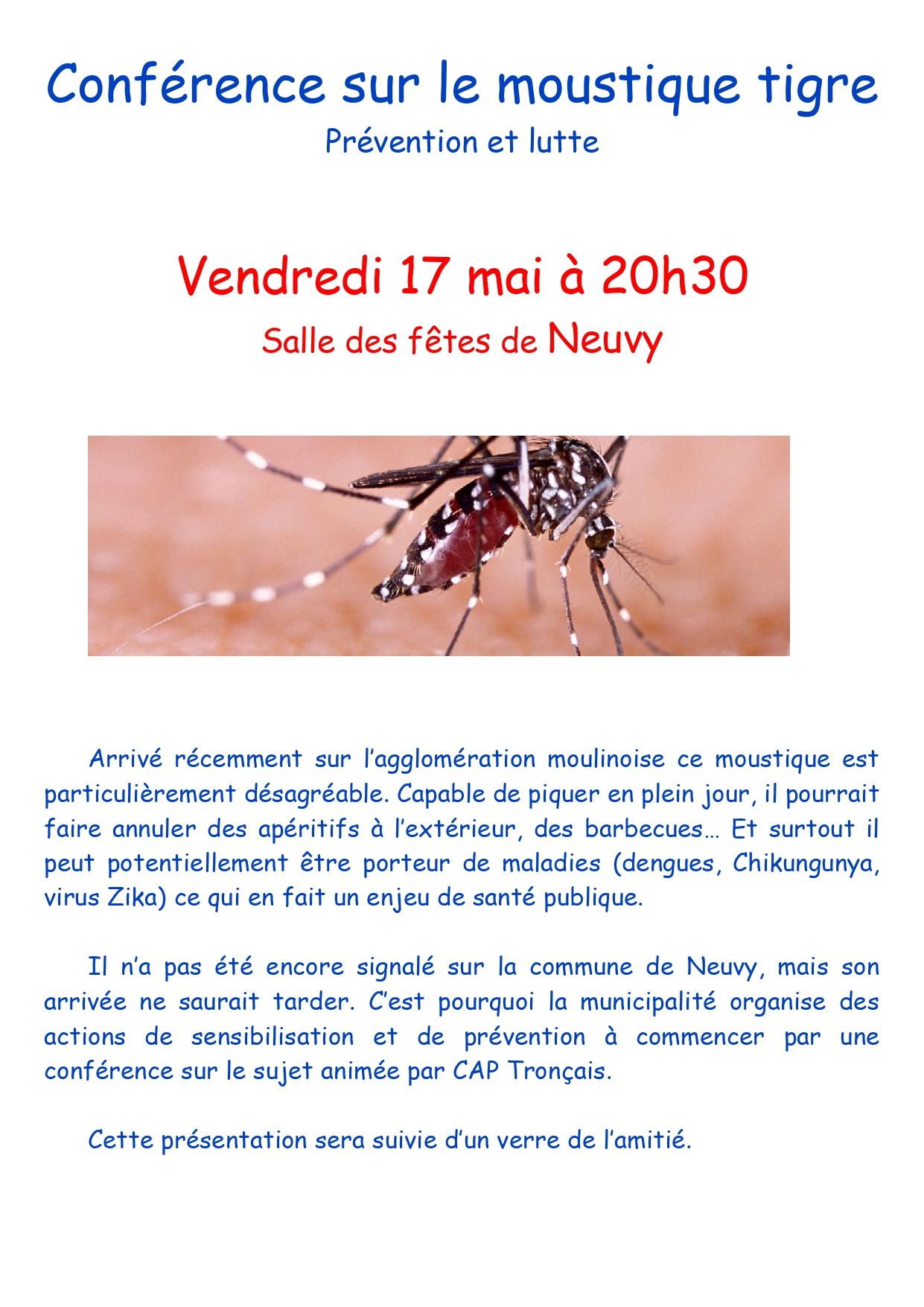 Comment prévenir et lutter contre l’arrivée du moustique tigre ? Conférence
