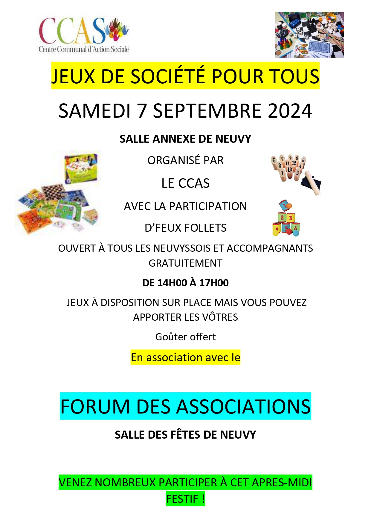 CCAS - JEUX DE SOCIÉTÉ + FORUM DES ASSOCIATIONS