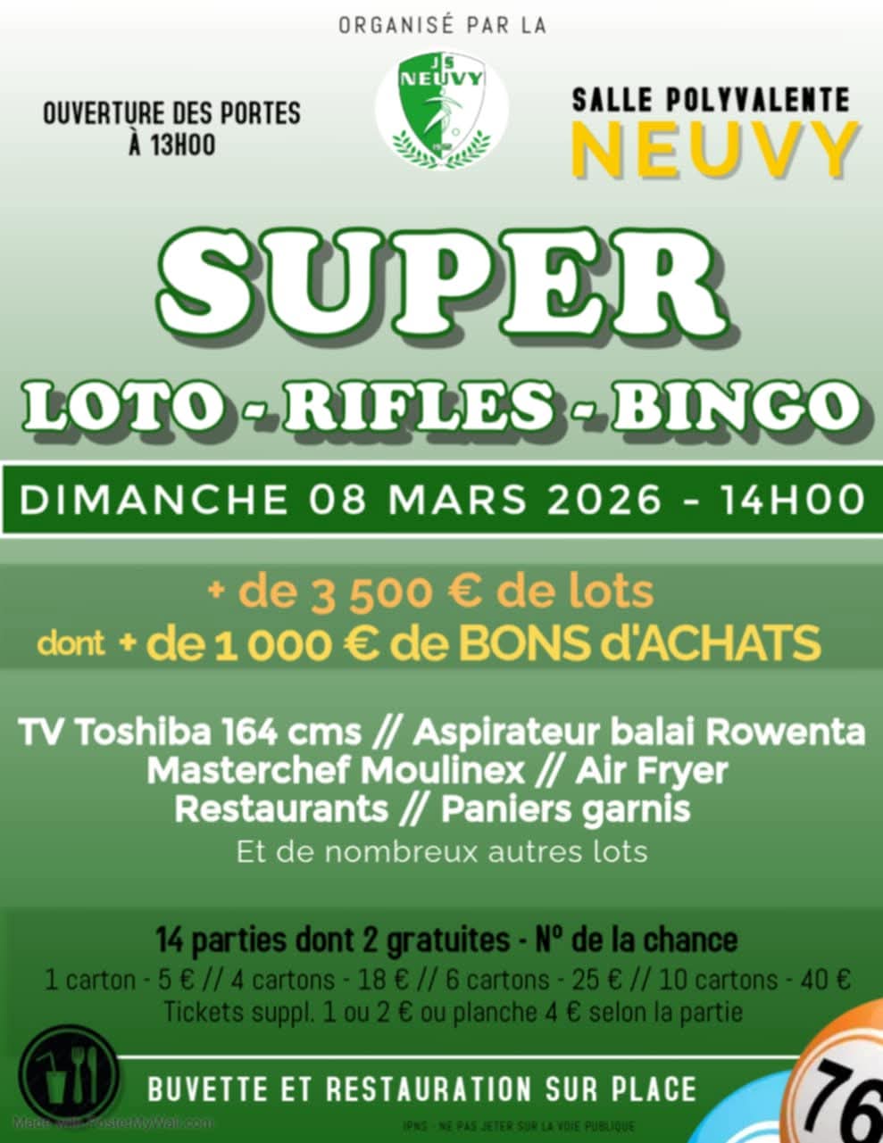 JSN - SUPER LOTO RIFLES BINGO