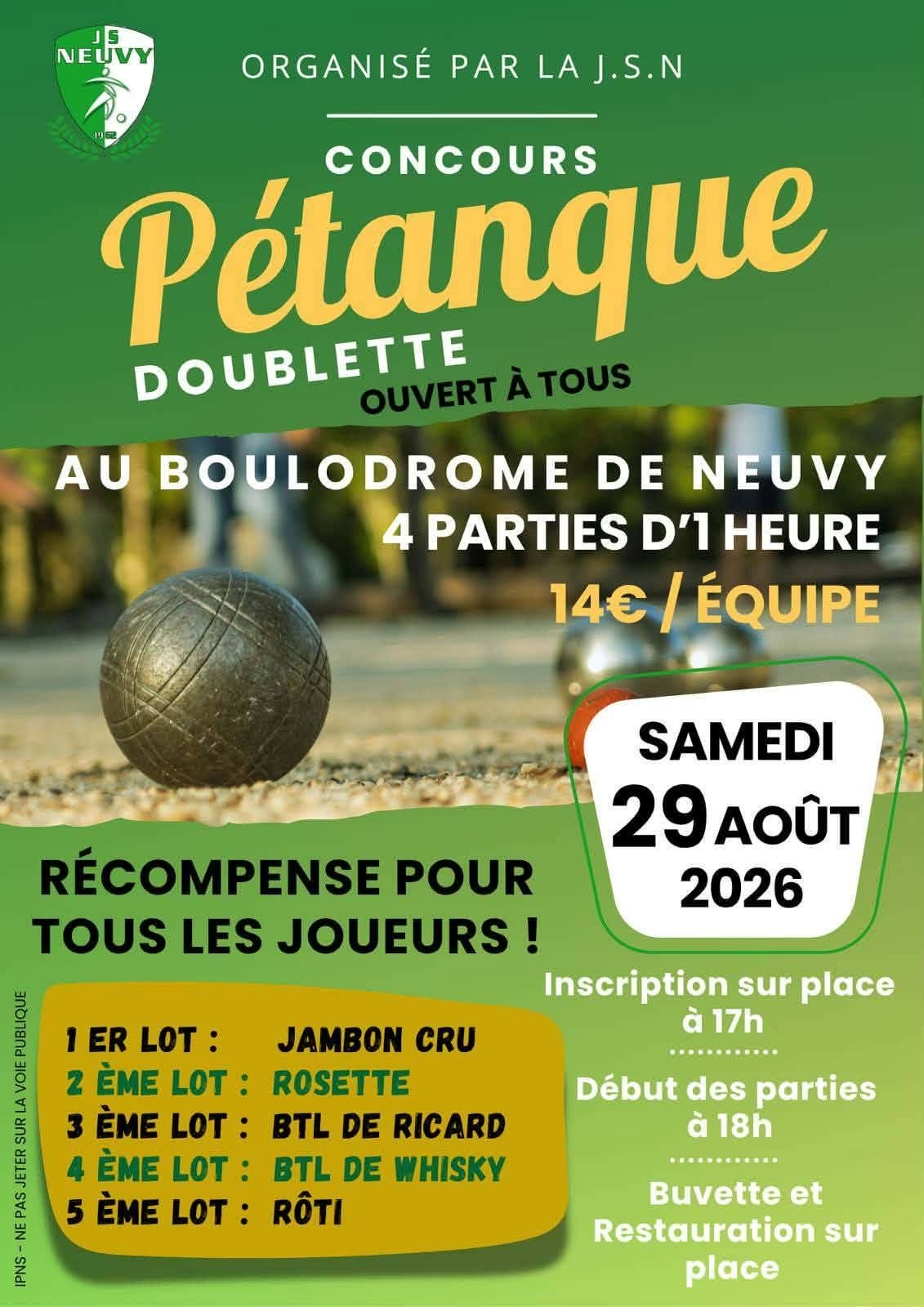 JSN - CONCOURS DE PÉTANQUE