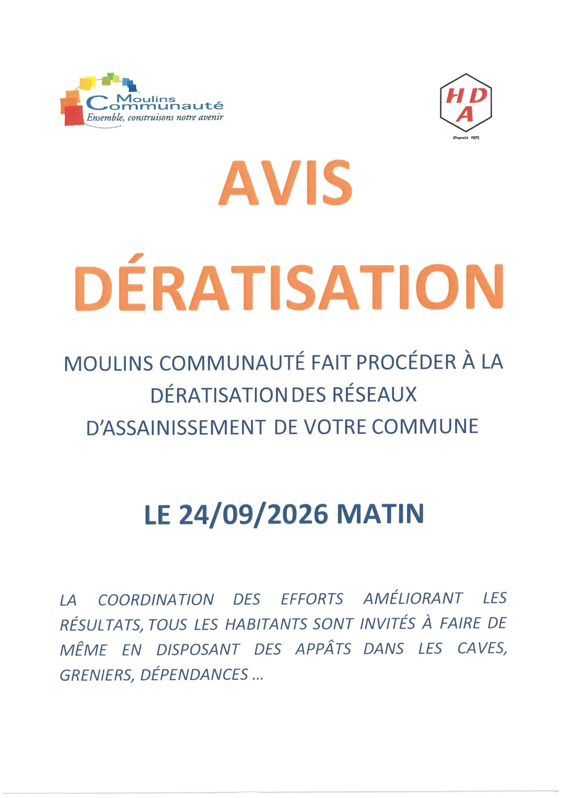 AVIS DE DÉRATISATION